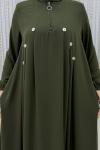 3 Düğme Elbise Haki