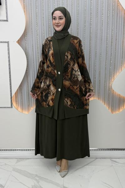 Alime Elbiseli Hırka Haki