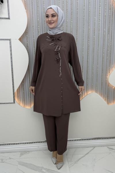 Aşkın pantolonlu takım Kahverengi