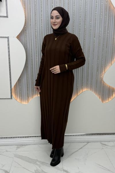 Aura Triko Elbise Kahverengi