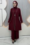 Beliz pantolonlu takım Bordo