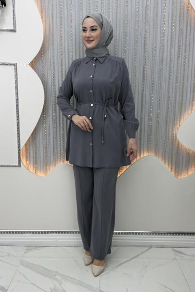 Bensu Pantolonlu Takım Gri