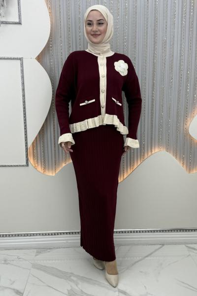 Beril Etekli Takım Bordo