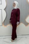 Büklüm Pantolonlu Takım Bordo