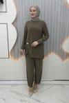 Büzgü pantolonlu takım Haki