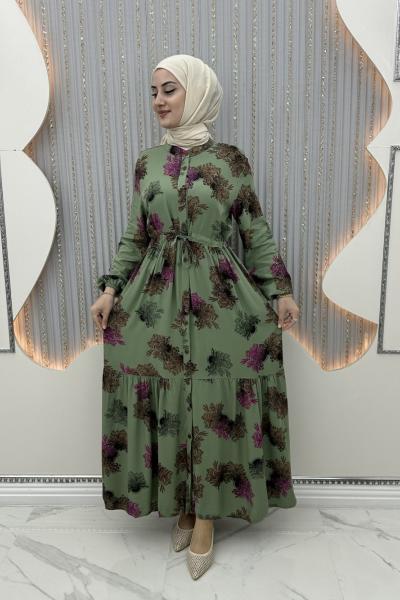 Defne viskon elbise  Mint Yeşili