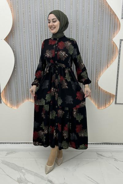 Defne viskon elbise  Siyah