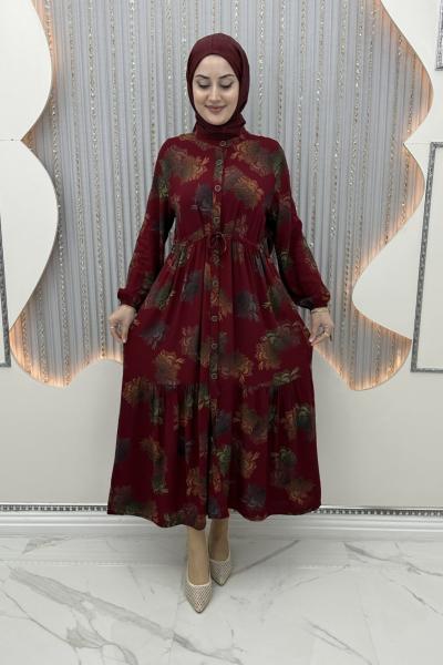 Defne viskon elbise  Kırmızı