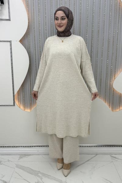 Derin Triko Takım Krem