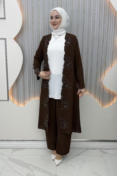 Dilber 3’lü Takım Kahverengi