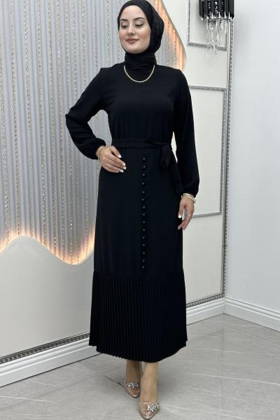 Düğme Elbise Siyah