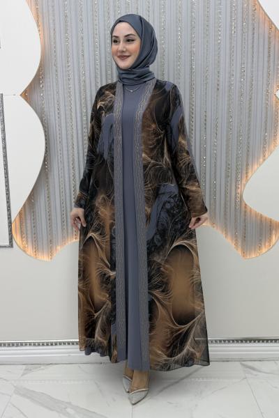 Ekin Elbiseli Hırka Gri