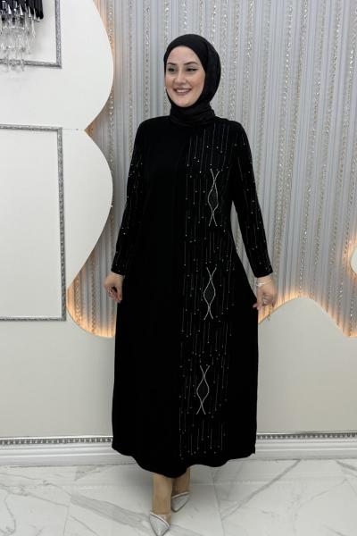 Ella Taşlı Abiye Siyah