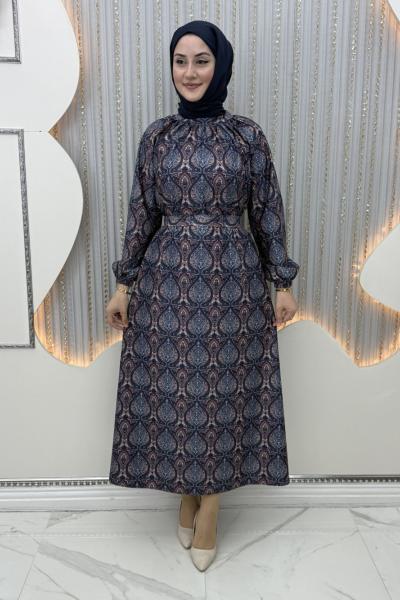 Etnik Elbise Lacivert