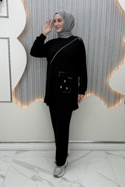 Ezel Pantolonlu Takım Siyah