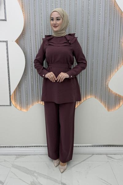 Firuze Pantolonlu Takım Bordo