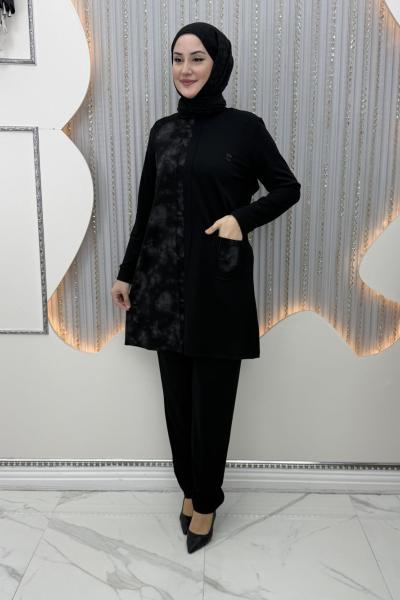 Gölge Pantolonlu Takım Siyah