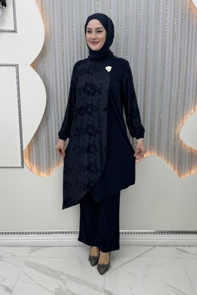 Gülümser Pantolonlu Takım Lacivert