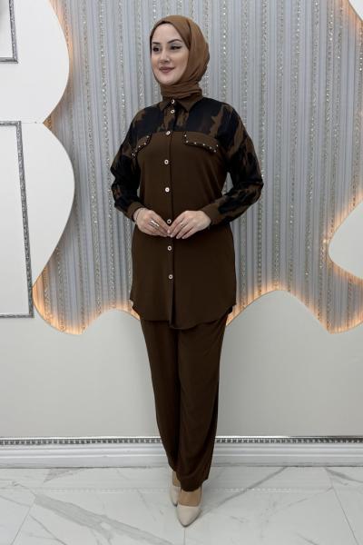 Hansel Pantolonlu Takım  Kahverengi