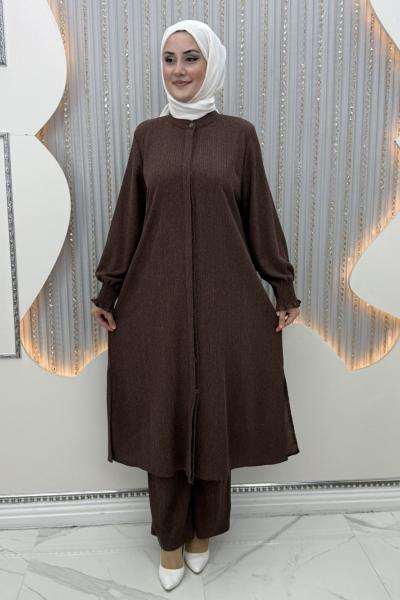 Havalı Pantolonlu Takım Kahverengi