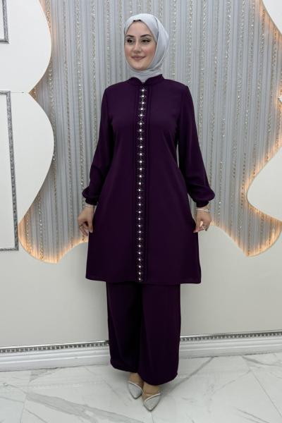 Hazan Pantolonlu Takım Mor