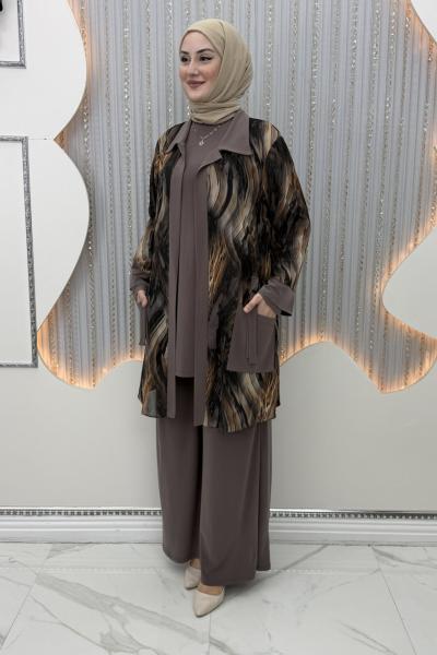 Kadriye Pantolonlu Takım Vizon