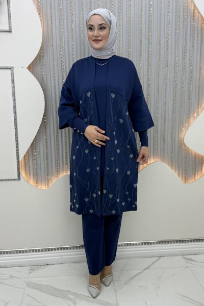 Kalp Simli 3’lü Takım Lacivert