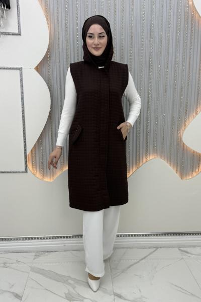 Karin Kapitone Yelek Kahverengi