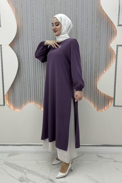 Katarina çift katlı elbise Mor