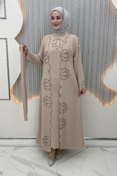 Kıymet Yelekli Elbise Krem