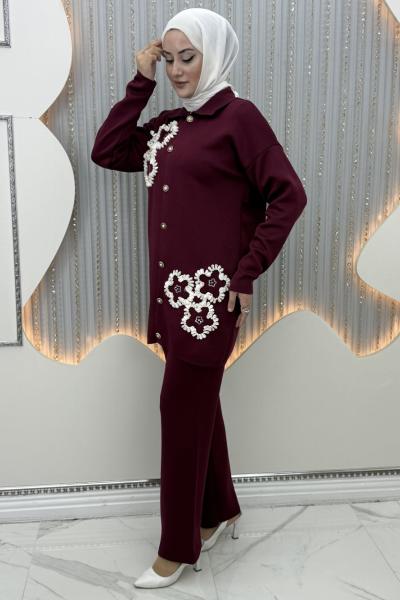 Kua Pantolonlu Takım Bordo