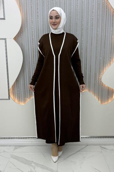 Lalin elbiseli hırka Kahverengi