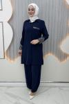 Lila Pantolonlu Takım Lacivert