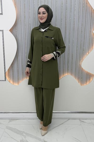 Lila Pantolonlu Takım Haki