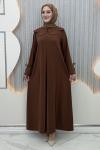 Lotus A Pile Elbise Kahverengi