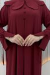 Lotus A Pile Elbise Bordo