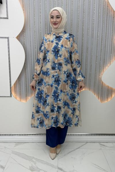 Manolya Pantolonlu Takım Mavi