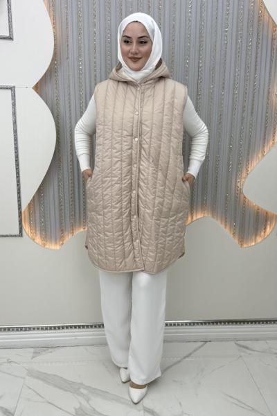 Meriç Kapitone Yelek Krem