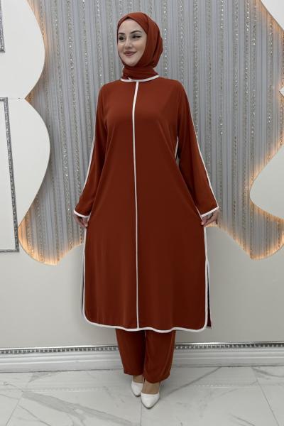 Meryemce Pantolonlu Takım Kiremit