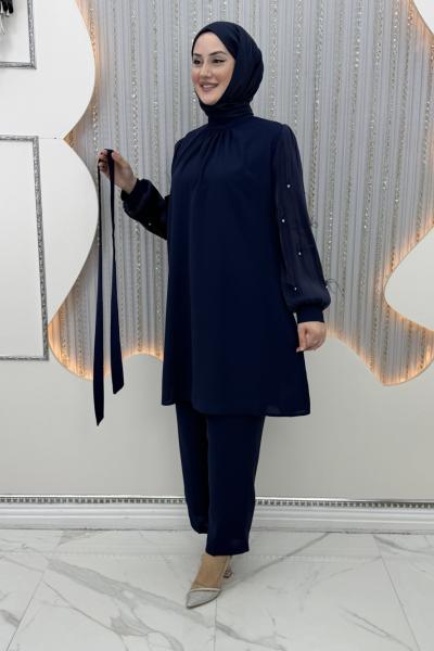 Minimal Pantolonlu Takım Lacivert