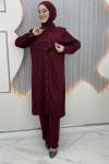 Nejla pantolonlu takım Bordo
