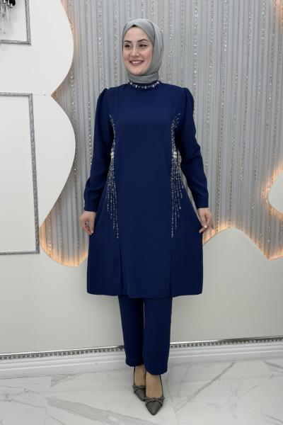 Nora pantolonlu takım Lacivert