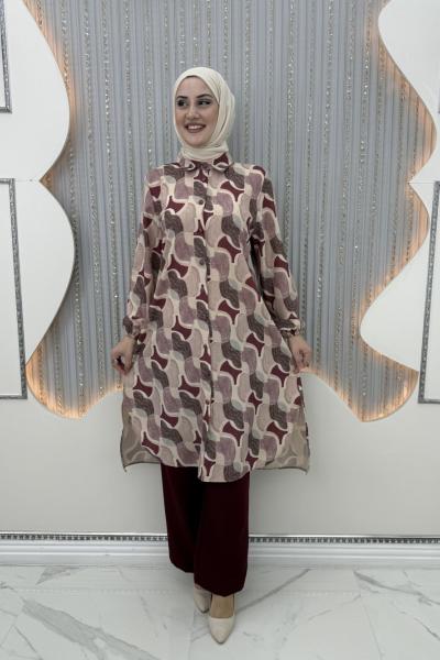 Oval pantolonlu takım Mürdüm