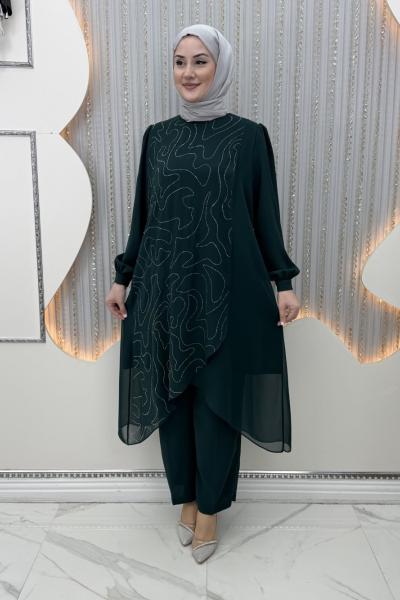 Parlayan Pantolonlu Takım Zümrüt