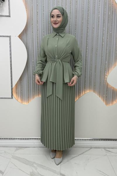 Pırıltı Etekli Takım  Yeşil