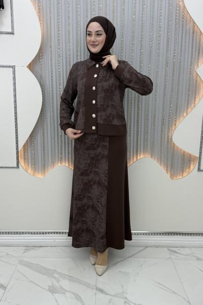 Ritim Etekli Takım Kahverengi