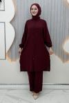 Rozalin Pantolonlu Takım  Bordo
