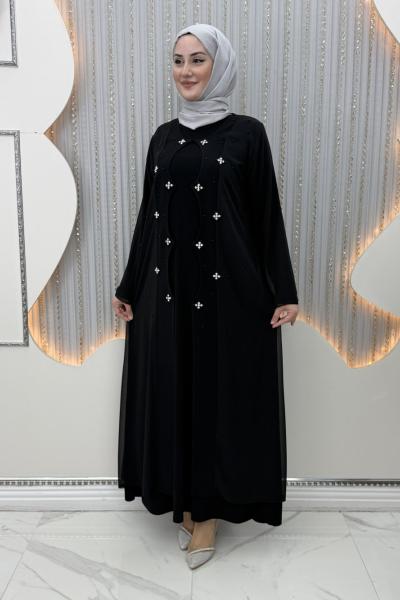 Salkım Elbiseli Hırka Siyah