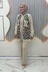Sarmaşık Pantolonlu Takım Krem