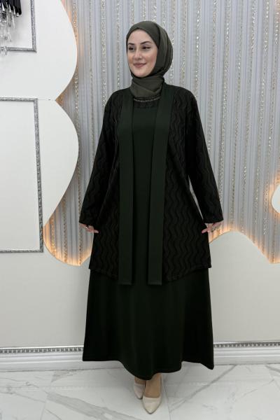 Selen Elbiseli Hırka Haki